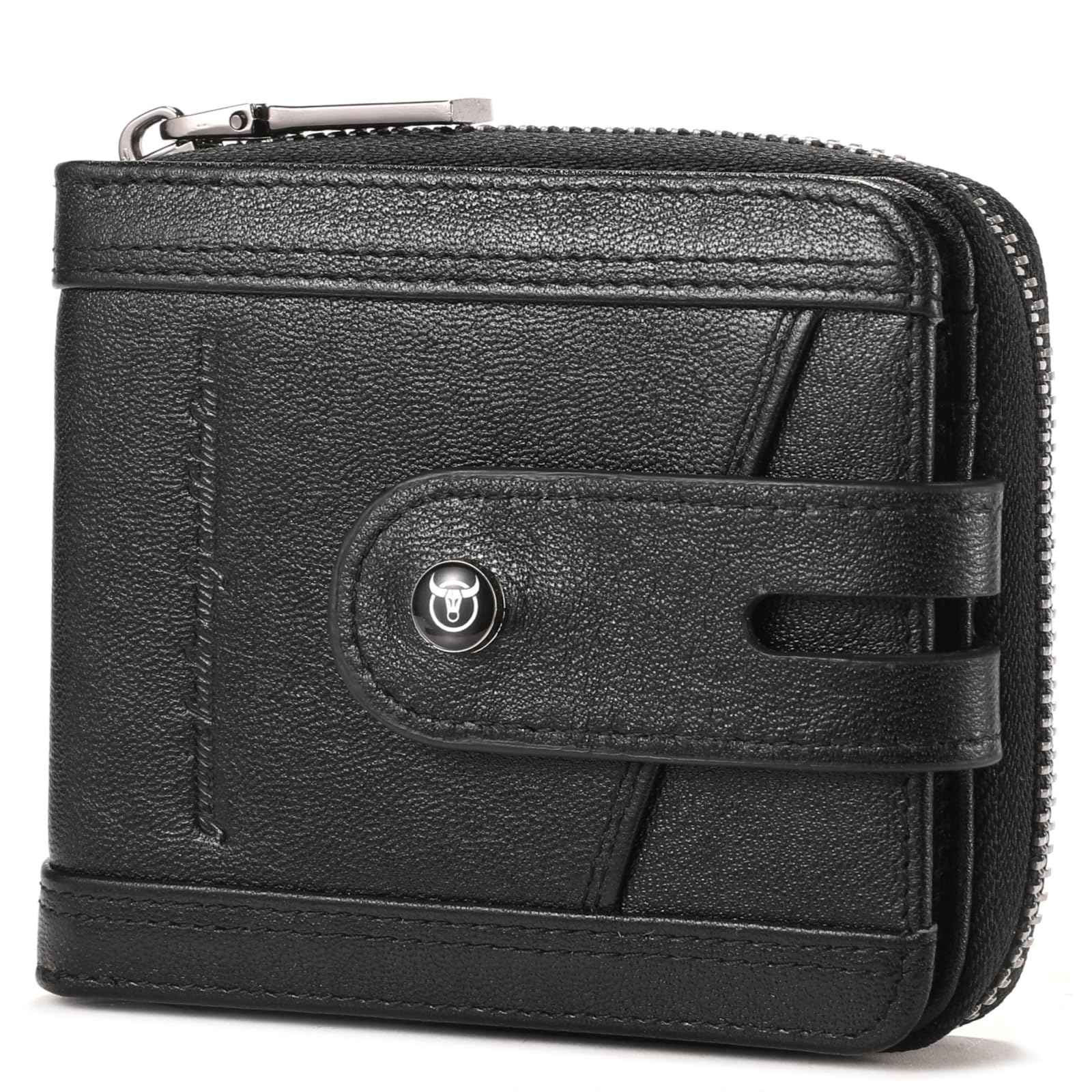 Genuine Leather RFID Blocking Men’s Wallet with Zipper & 14 Slots