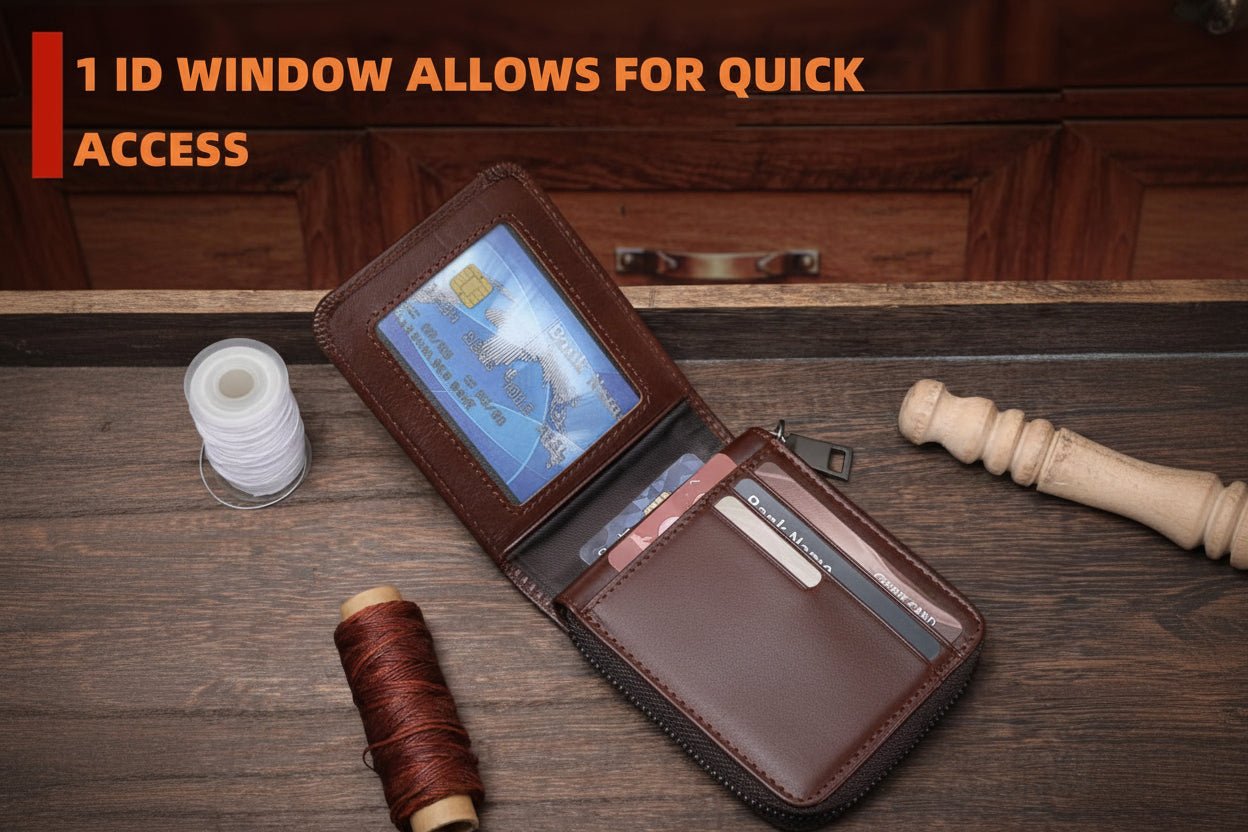 Genuine Leather RFID Blocking Men’s Wallet with Zipper & 14 Slots