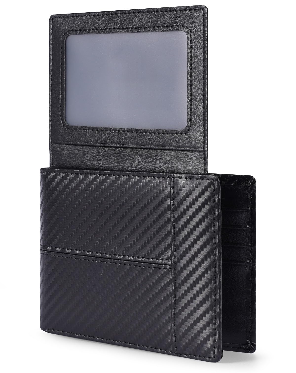 Genuine Leather RFID Blocking Wallet for Men 15 Card Bifold Zipper
