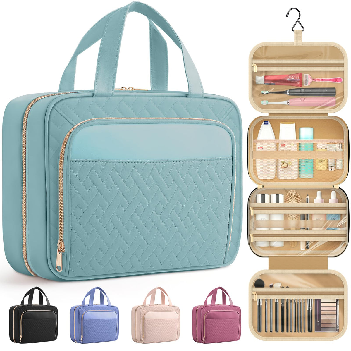 Hanging Toiletry Bag for Women & Men, Waterproof Travel Organizer