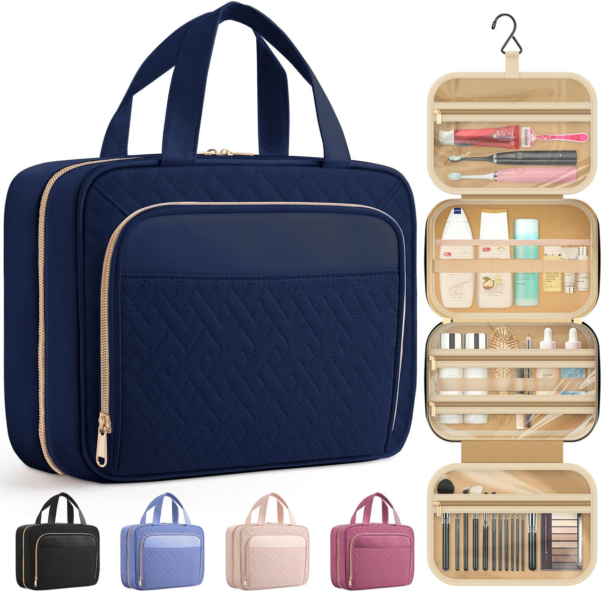 Hanging Toiletry Bag for Women & Men, Waterproof Travel Organizer