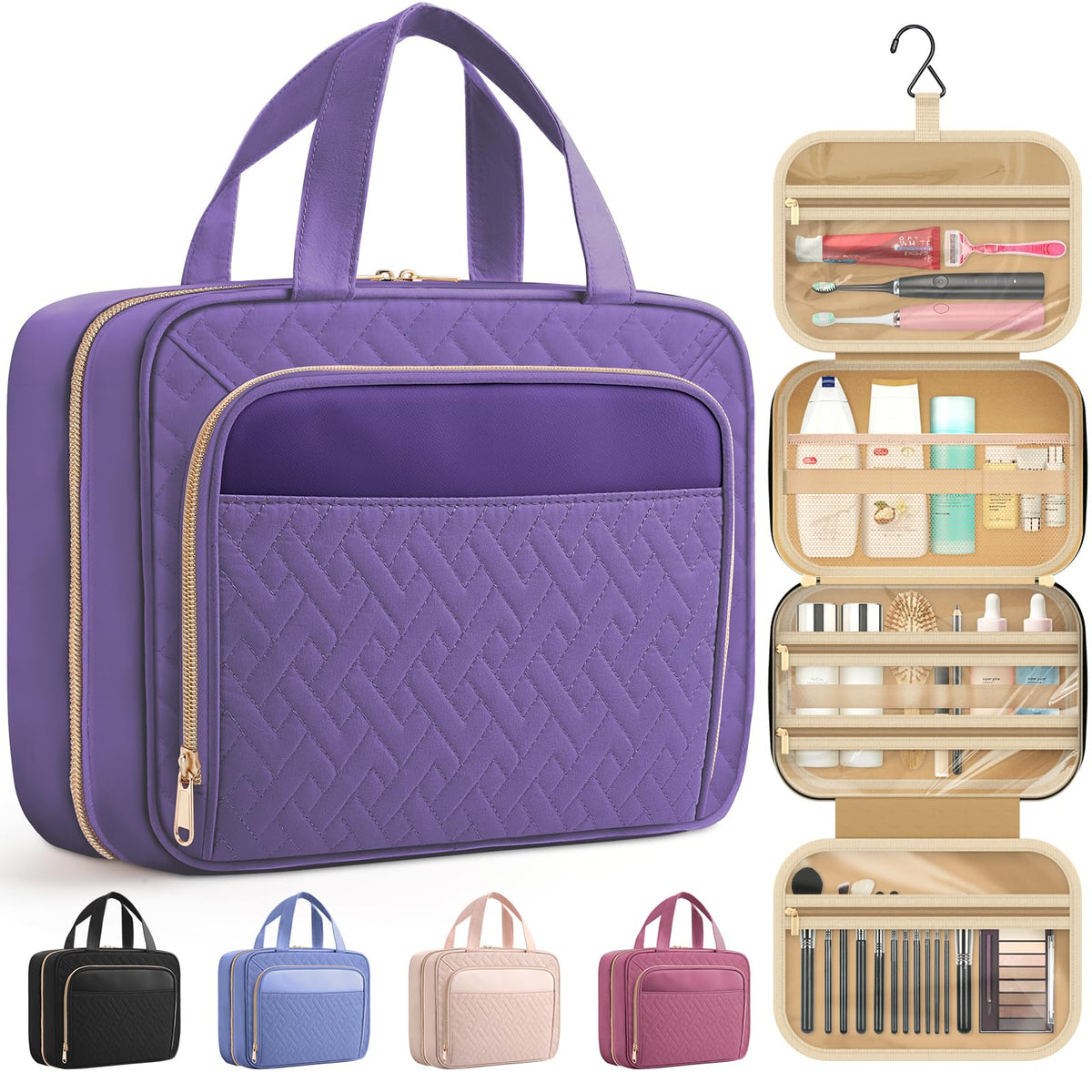 Hanging Toiletry Bag for Women & Men, Waterproof Travel Organizer