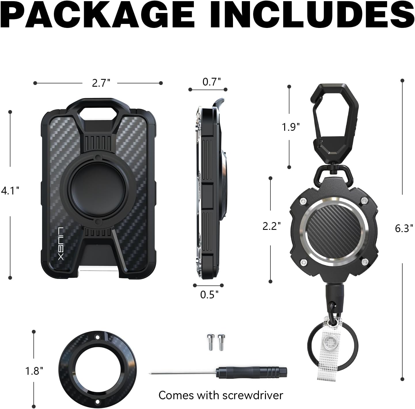 Heavy Duty AirTag Badge Holder with Retractable Reel & 4 - Card ID Slots - Abbycart