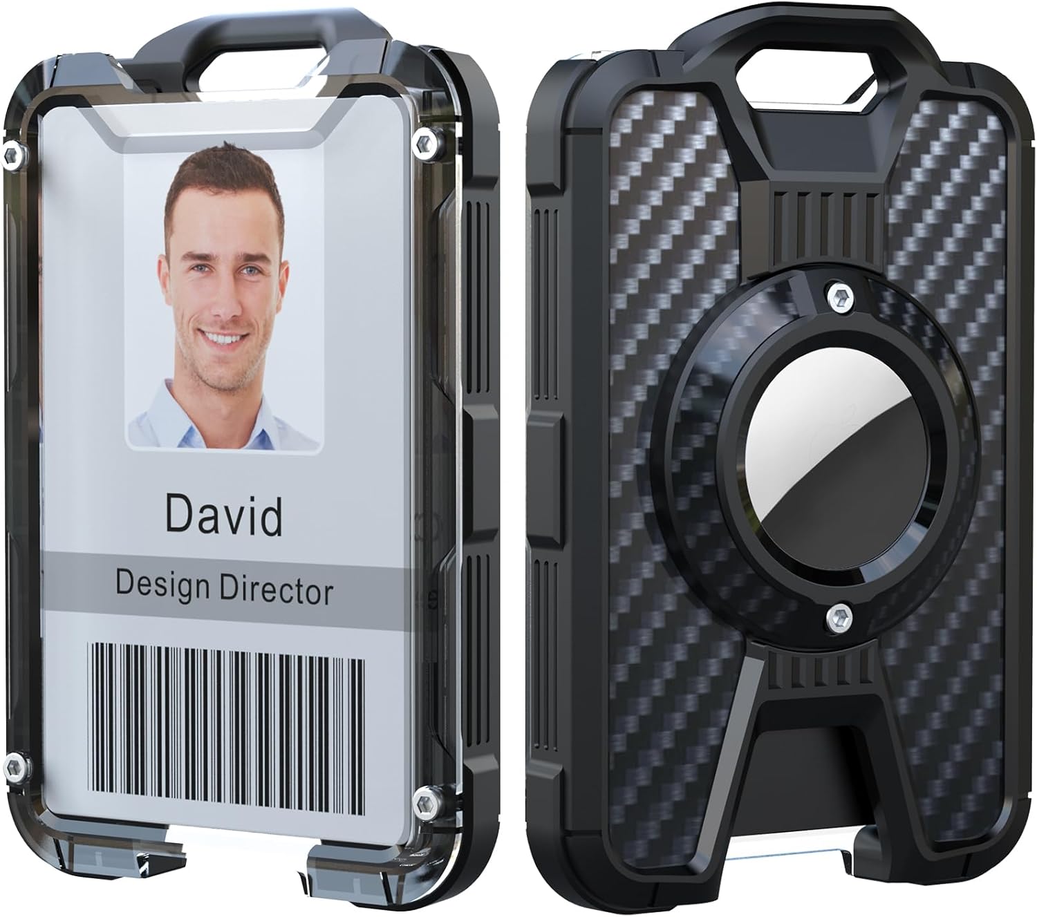 Heavy Duty AirTag Badge Holder with Retractable Reel & 4 - Card ID Slots - Abbycart