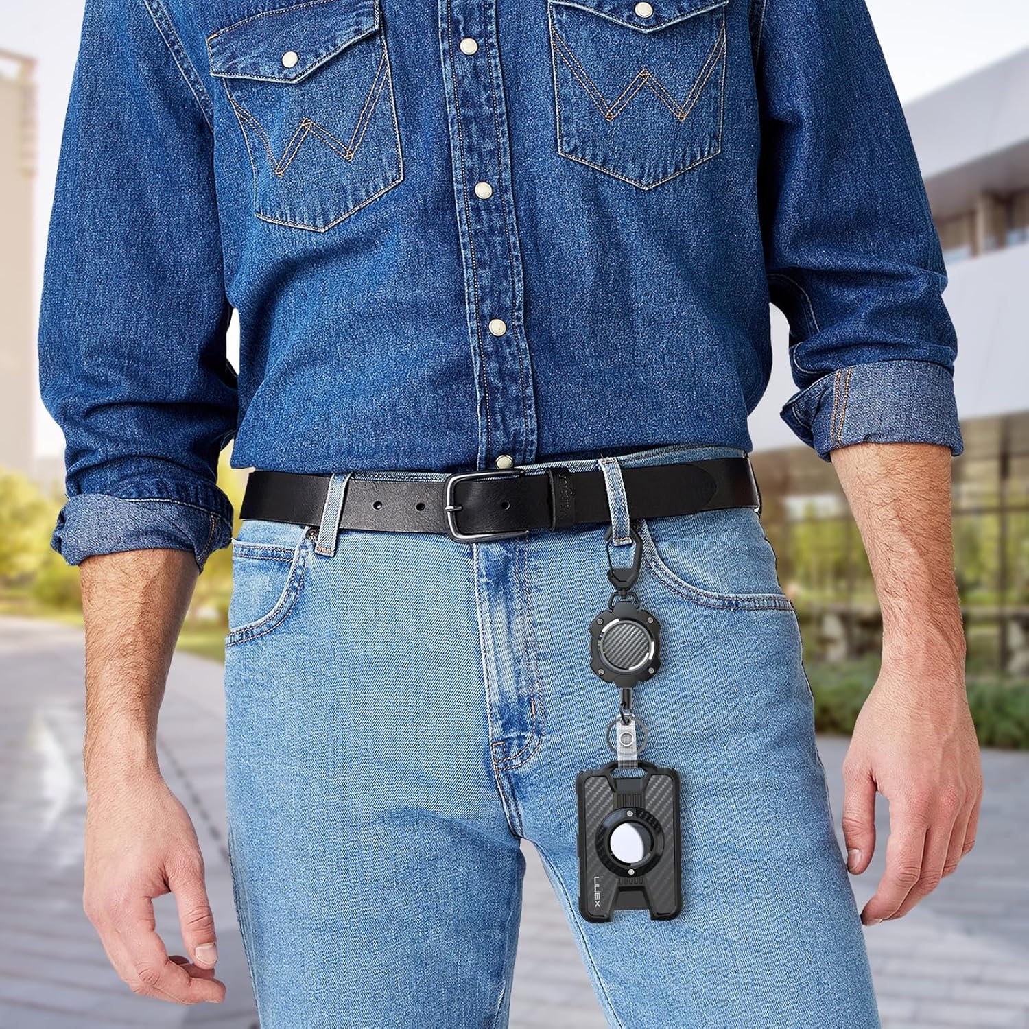 Heavy Duty AirTag Badge Holder with Retractable Reel & 4 - Card ID Slots - Abbycart