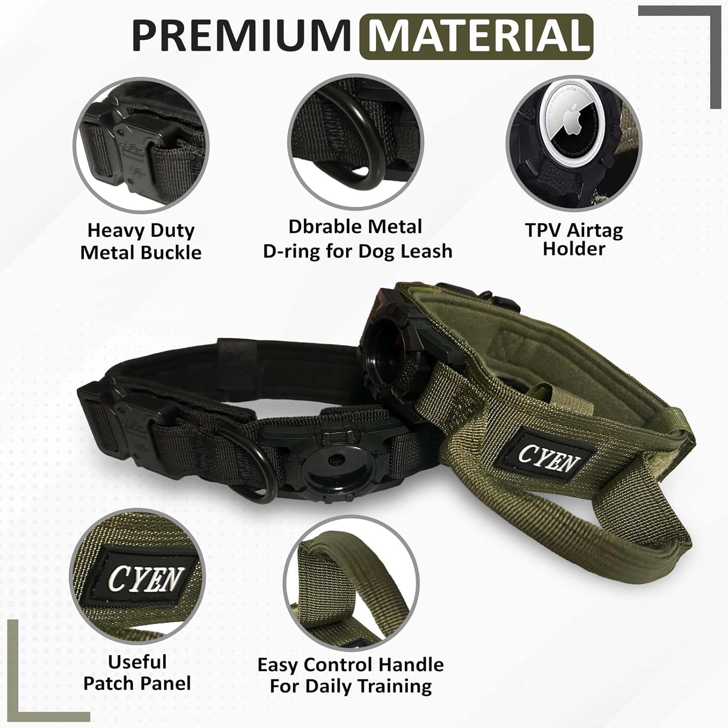 Heavy Duty AirTag Dog Collar – Tactical & Waterproof GPS Tracker - Abbycart