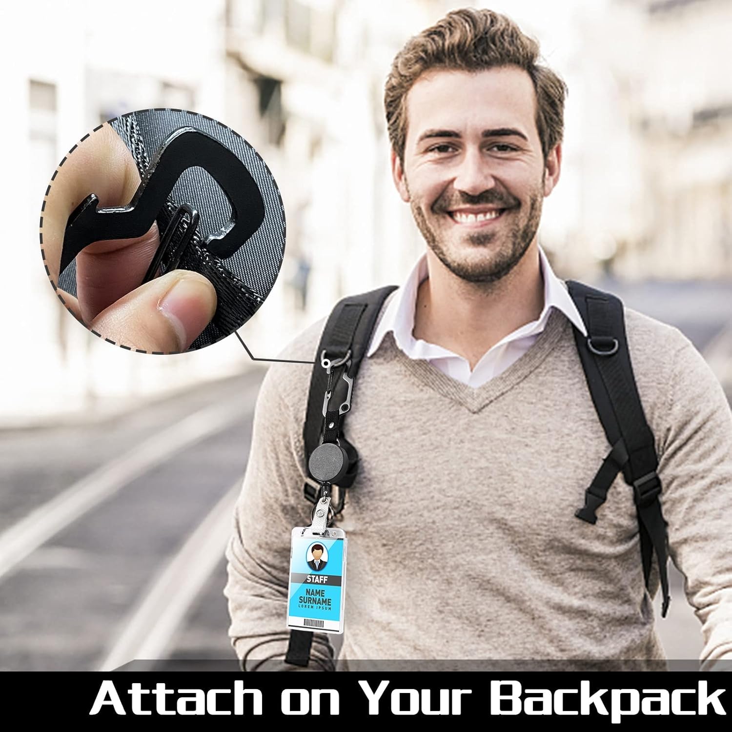 Heavy Duty Retractable Lanyard with Carabiner & 2 - Card ID Holder - Abbycart