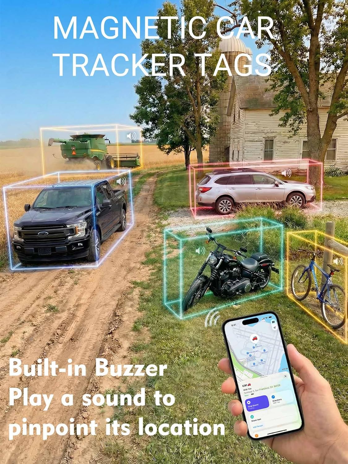 Air Tracker Tag Hidden Ultra Magnetic Finder for Vehicles, | No Monthly Fee | 5-Year Battery | Works with Apple Find My (iOS Only), for Car, Truck, Motorcycle, Equipment Single Black