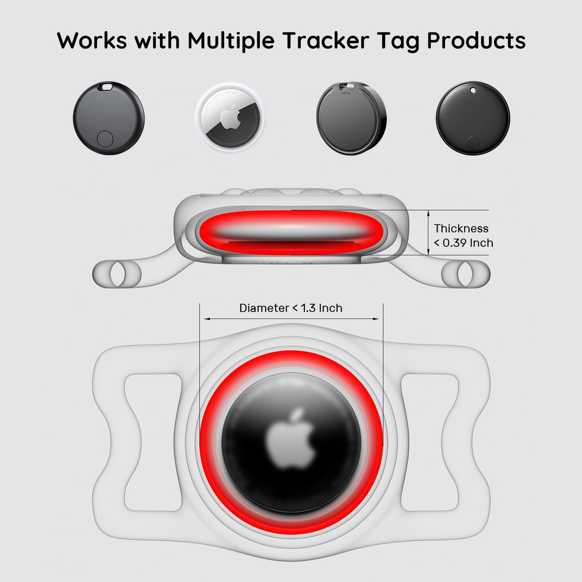IP68 Waterproof for AirTag Dog Collar Holder, Silicone Dog Air tag Holder for Apple Air Tag (Blackx2)