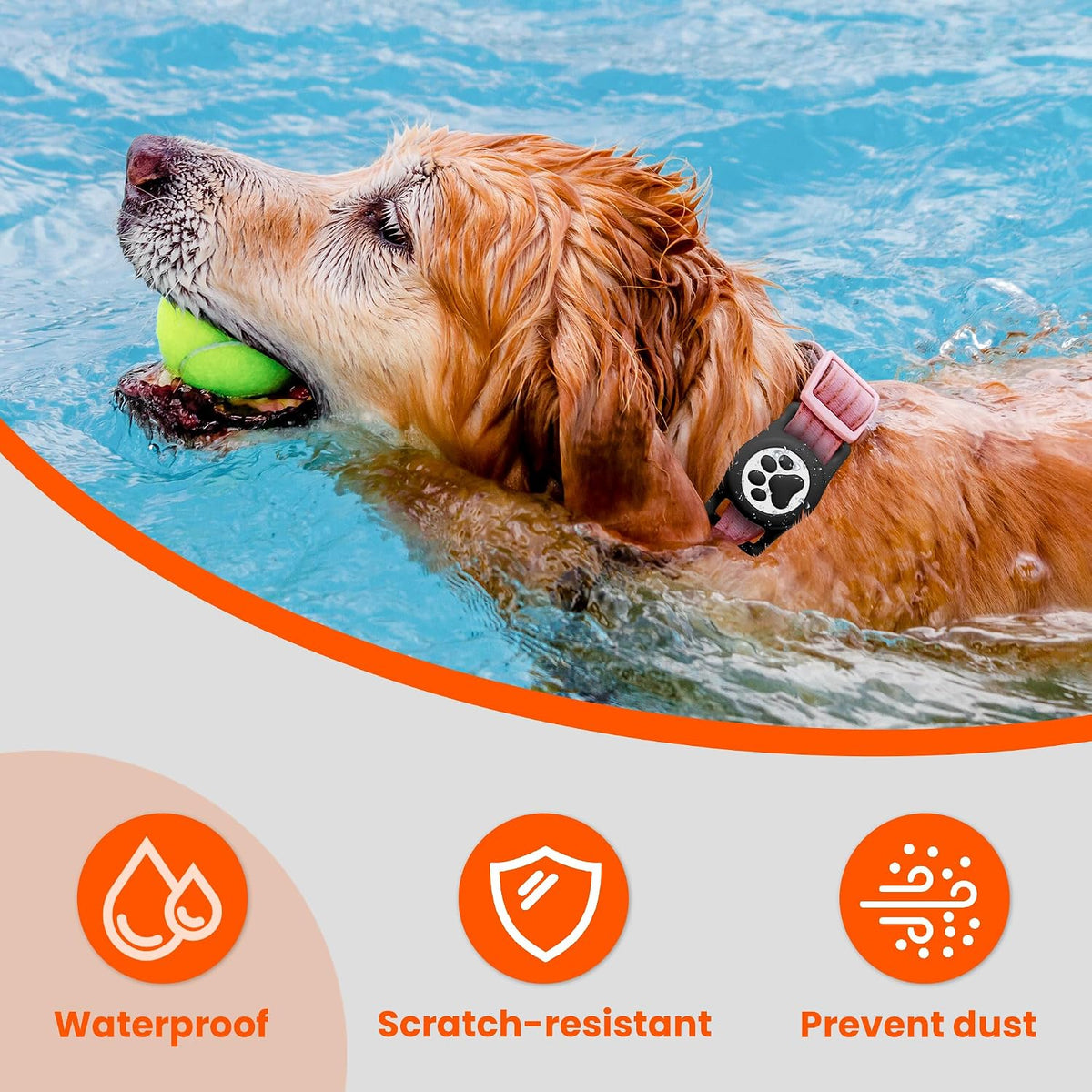 IP68 Waterproof for AirTag Dog Collar Holder, Silicone Dog Air tag Holder for Apple Air Tag (Blackx2)