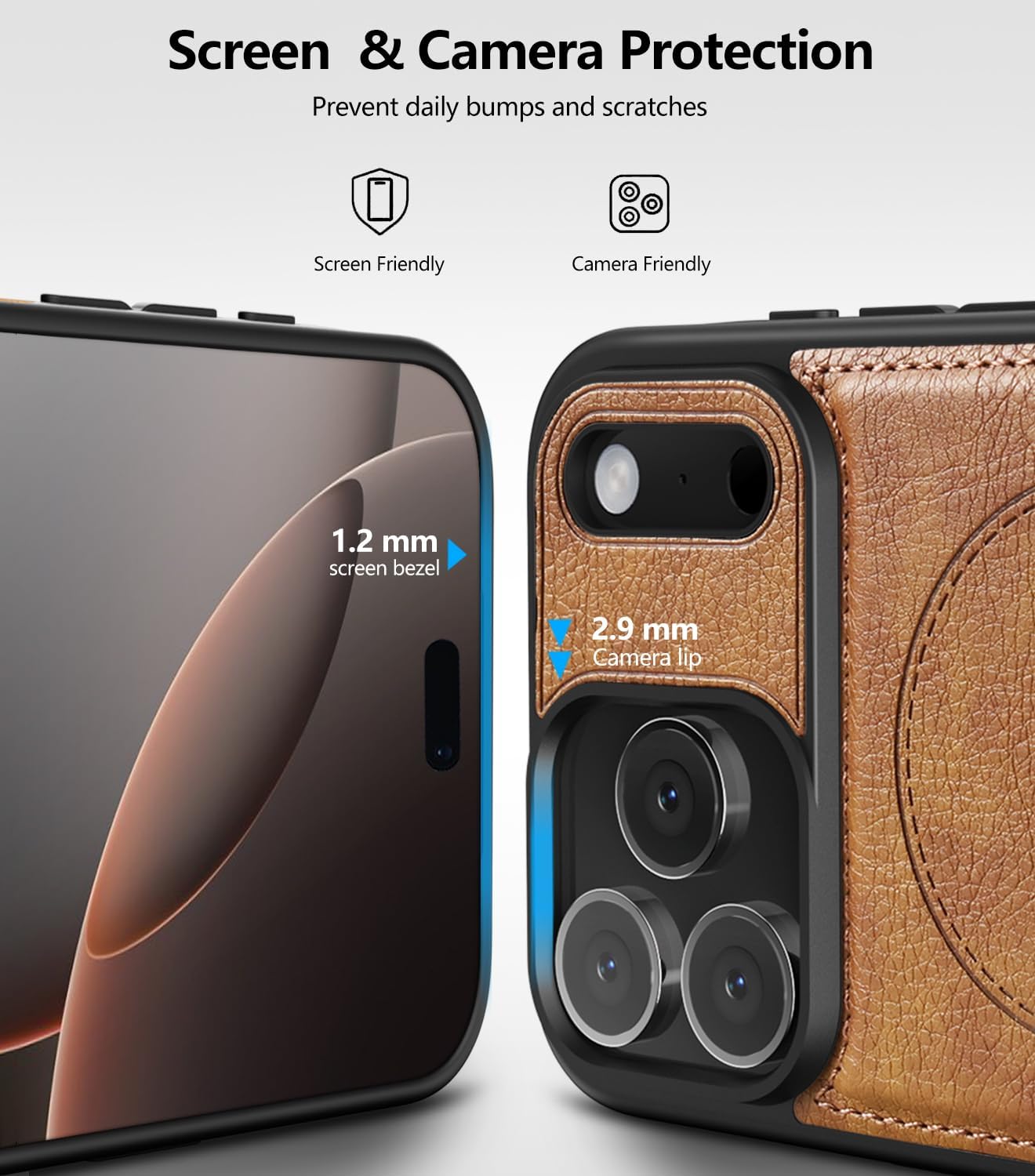 WTCASE Magnetic for iPhone 17 Pro Max Leather Case,Built-in Invisible Stand [Compatible with Magsafe] Protective Slim Kickstand Phone Cover for iPhone 17 Pro Max,Brown