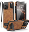 iPhone 17 Pro Max Leather Case with MagSafe Magnetic Kickstand