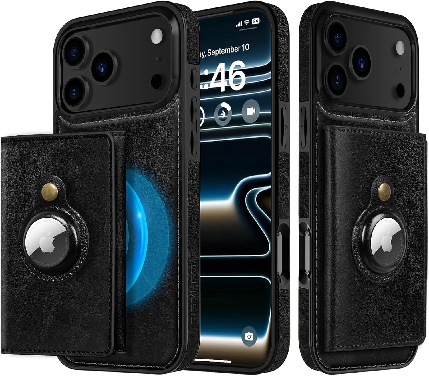iPhone 17 Pro Max Wallet Case with AirTag Slot, RFID & MagSafe Kickstand - Abbycart