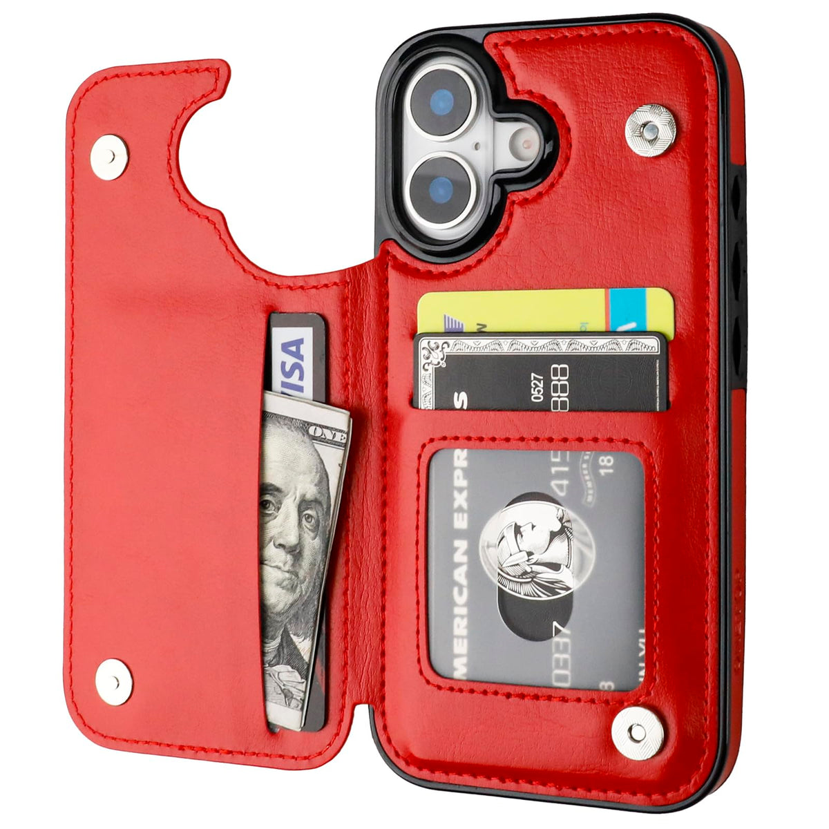 iPhone 17 Wallet Case with 3 Card Slots, Kickstand & PU Leather Cover