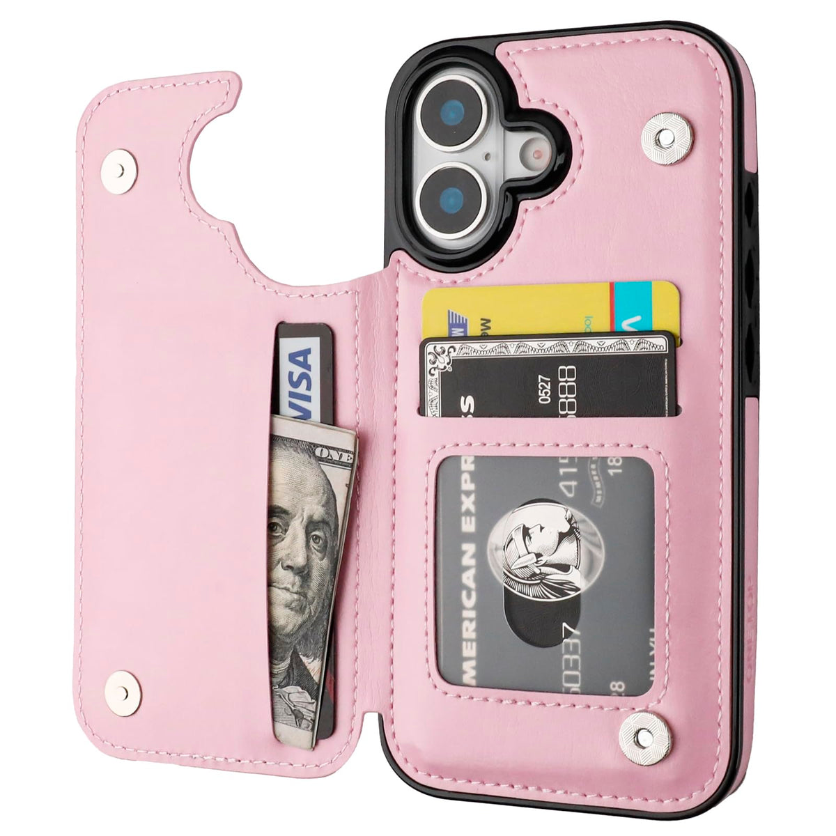iPhone 17 Wallet Case with 3 Card Slots, Kickstand & PU Leather Cover