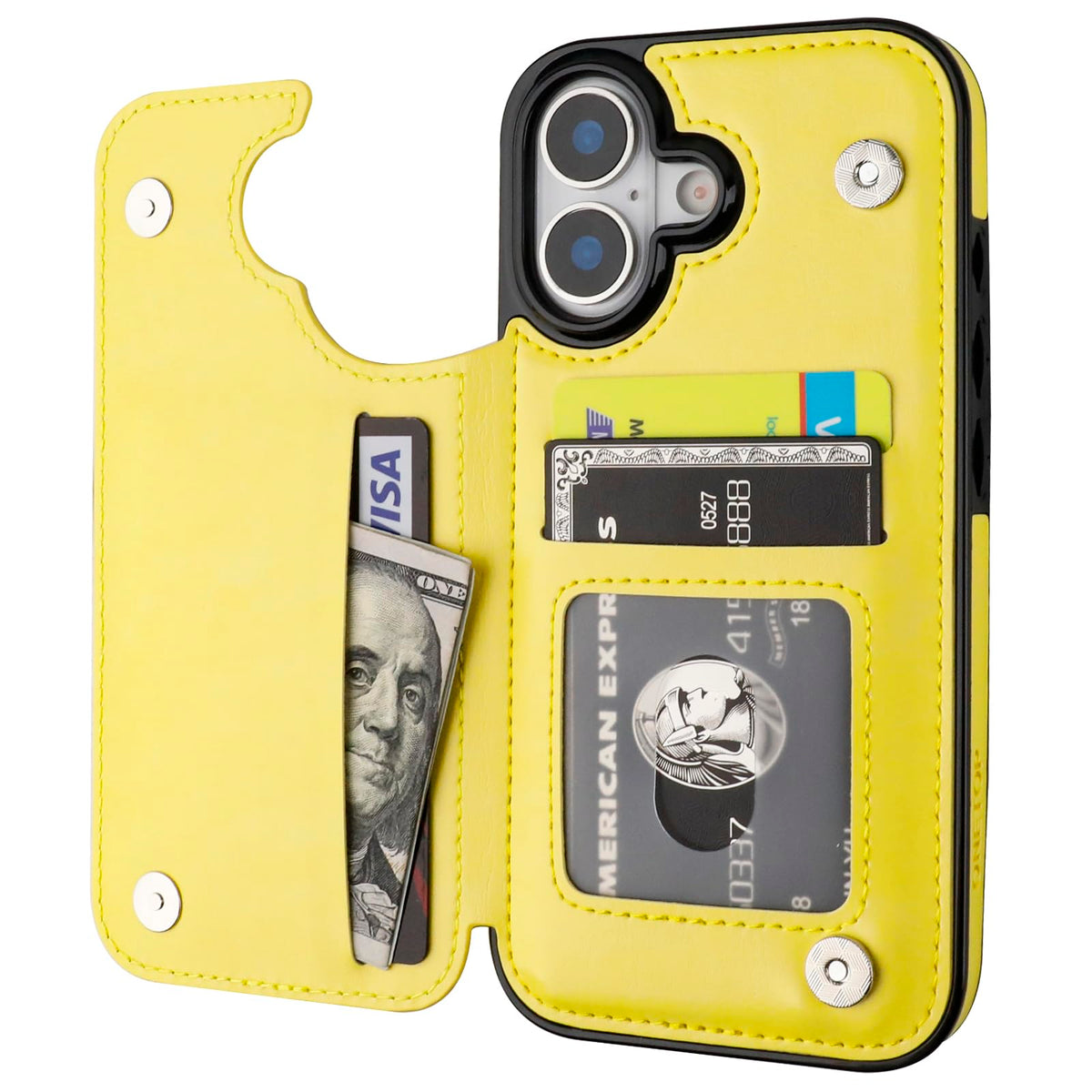 iPhone 17 Wallet Case with 3 Card Slots, Kickstand & PU Leather Cover