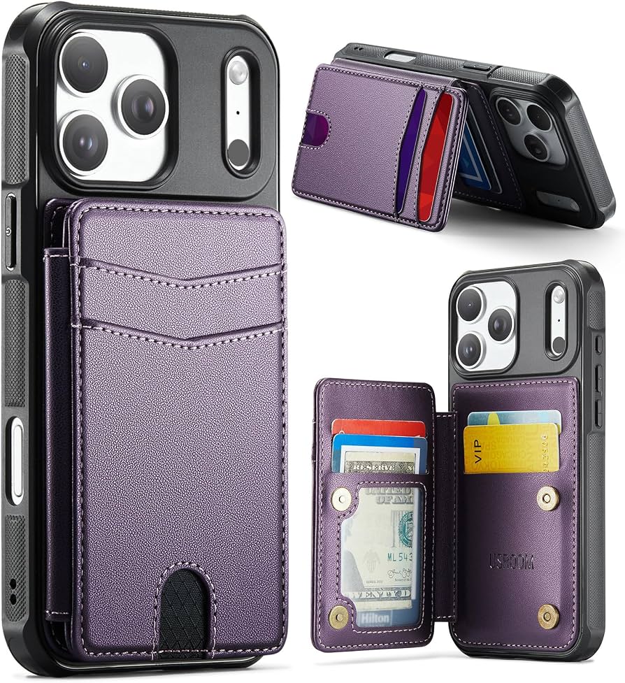 iPhone 18 Pro / Pro Max & 17 Pro / Pro Max Wallet Case – MagSafe RFID Blocking Card Holder