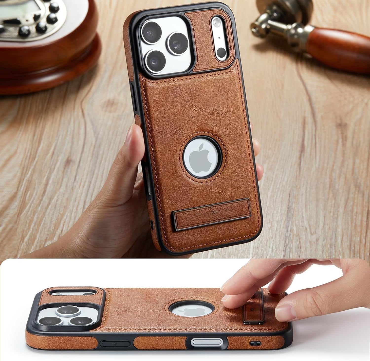 iPhone MagSafe Case with Kickstand & Tempered Glass Screen Protector