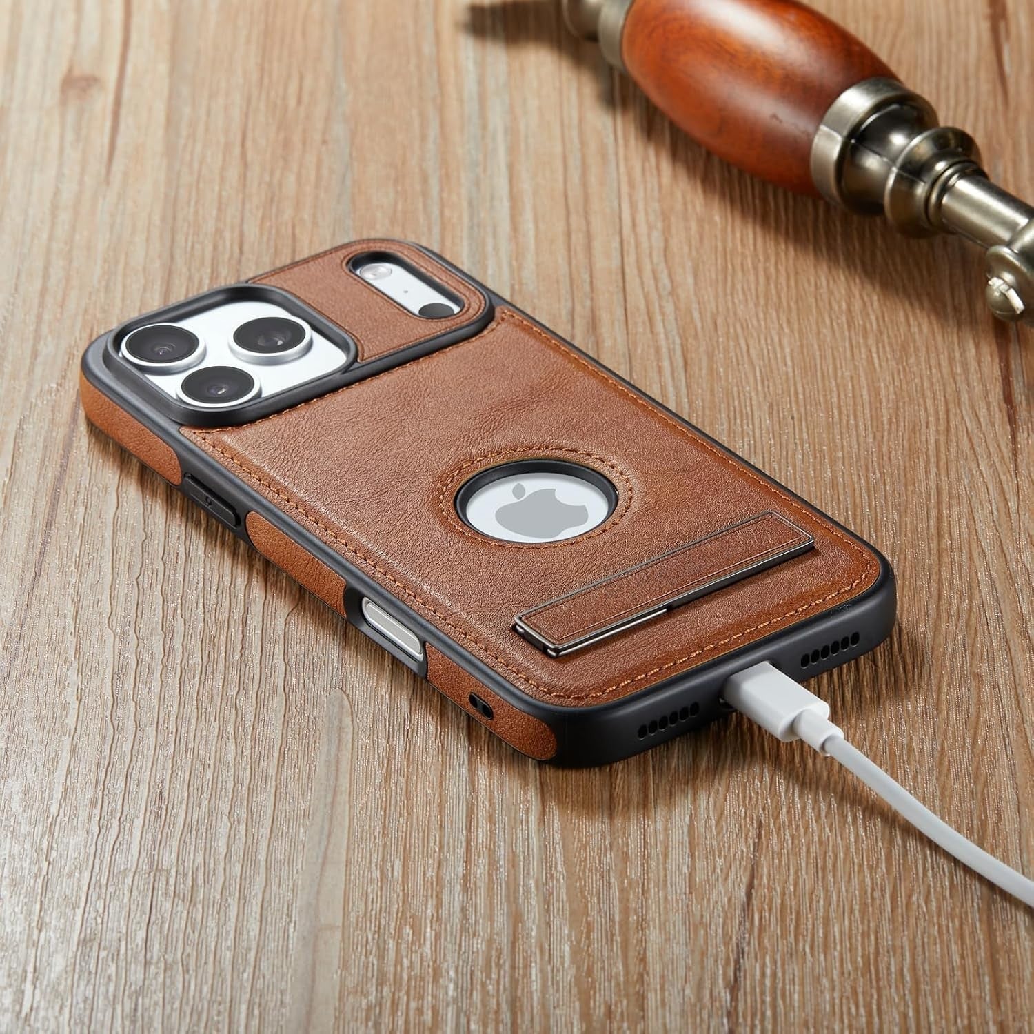 iPhone MagSafe Case with Kickstand & Tempered Glass Screen Protector
