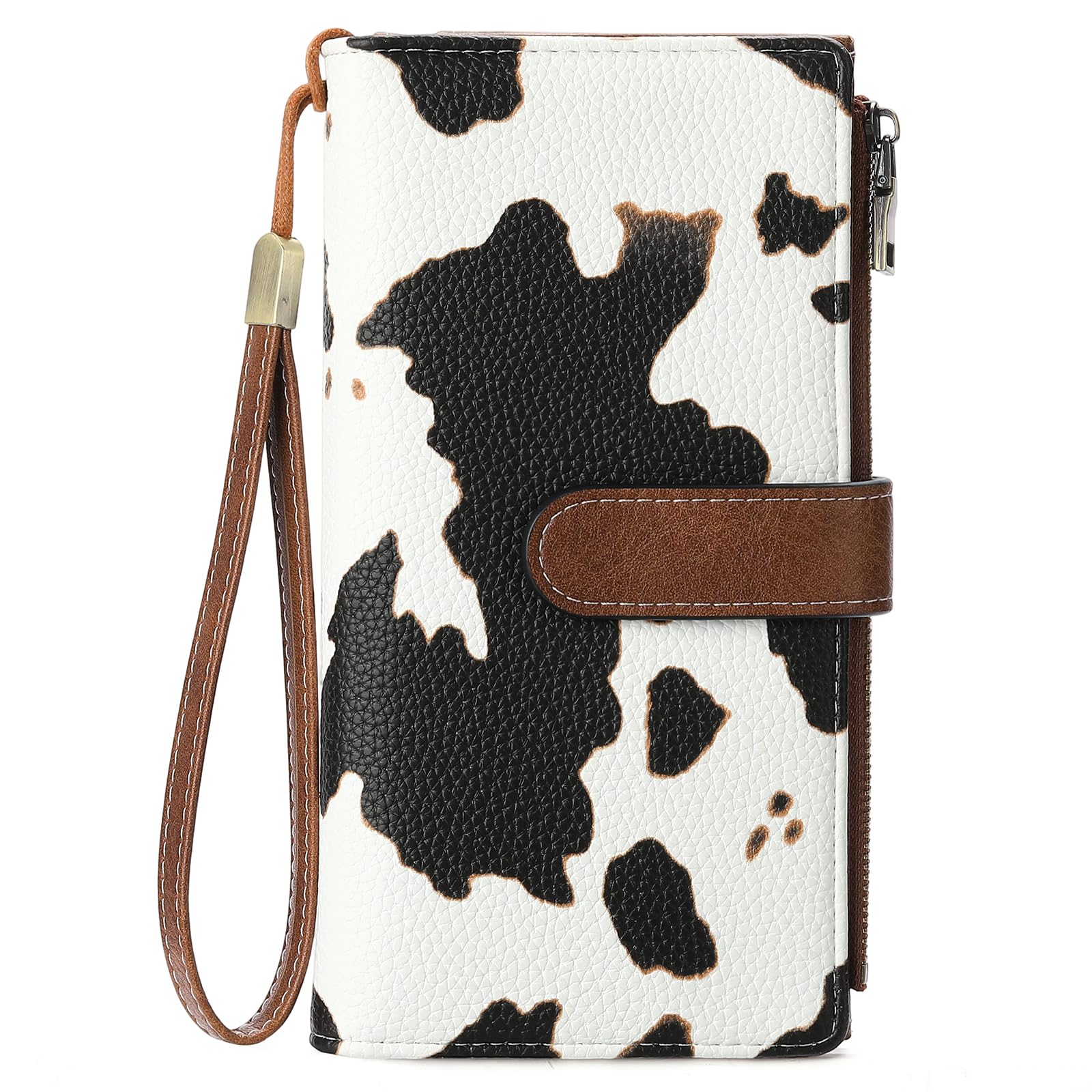 Large Leather Wallet for Women RFID Blocking Trifold Wristlet