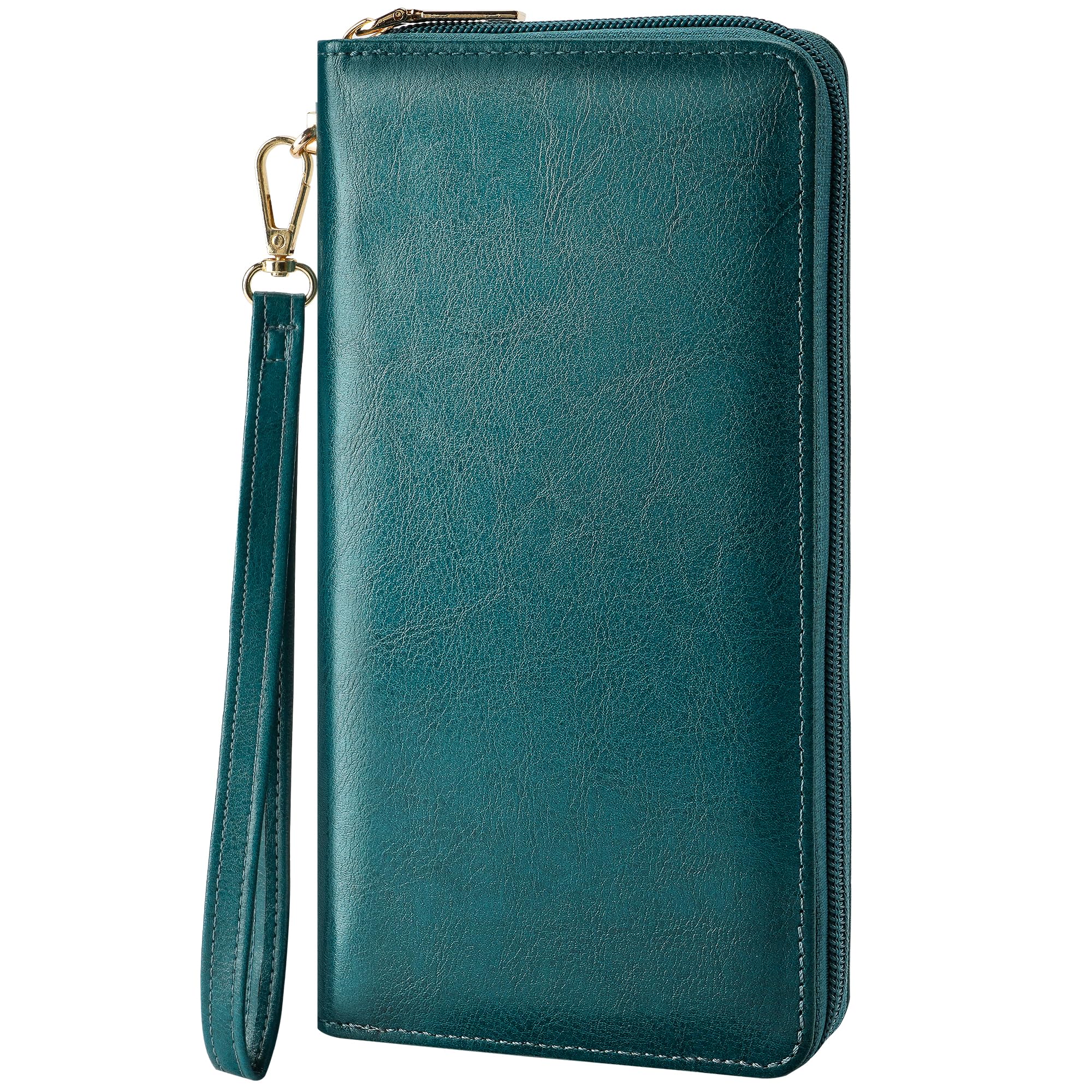 Large RFID Blocking Women’s Clutch Wallet with Wrist Strap & Zipper