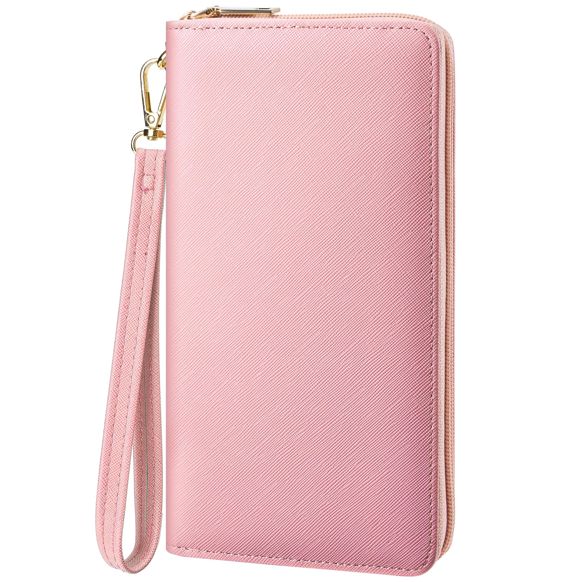 Large RFID Blocking Women’s Clutch Wallet with Wrist Strap & Zipper