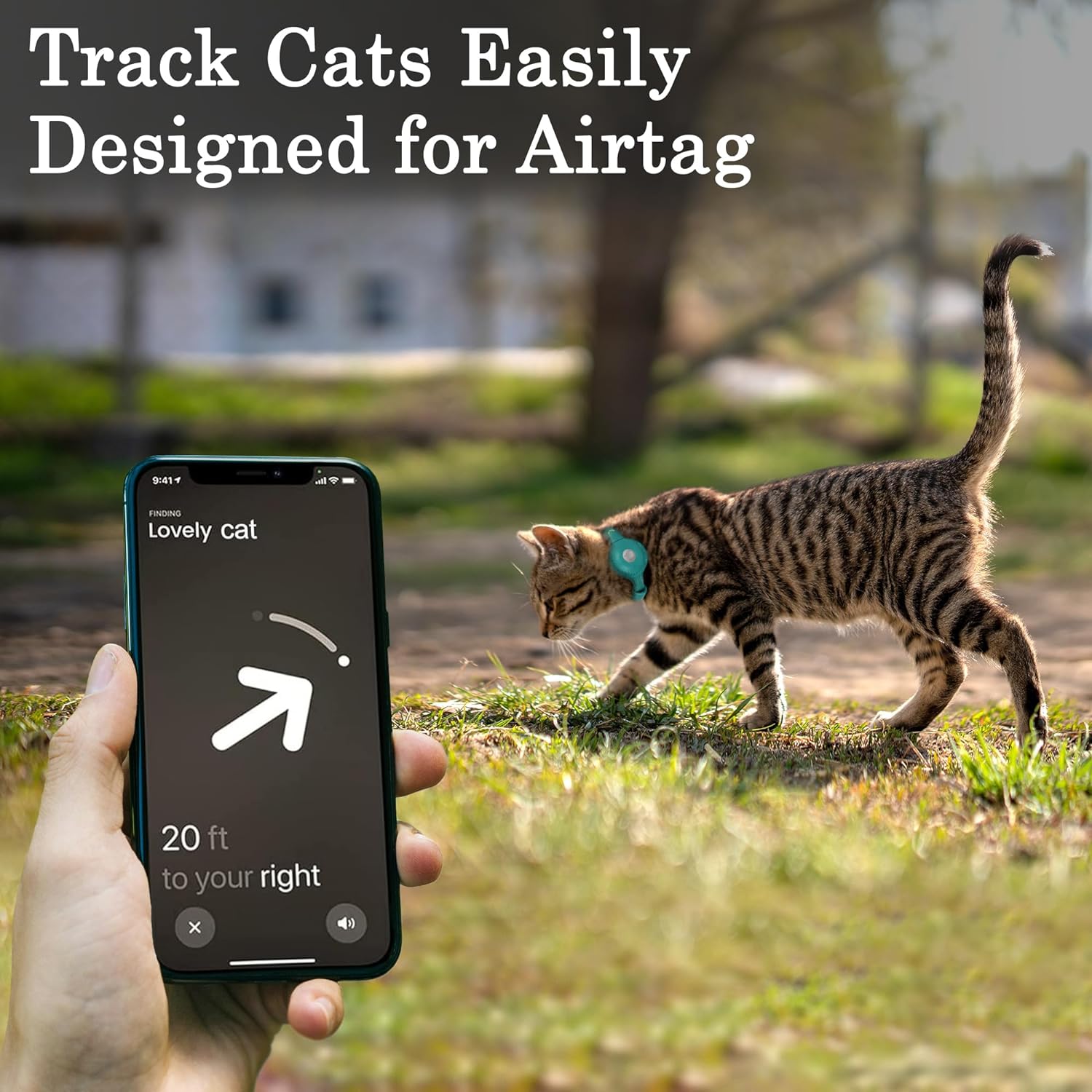 Leather AirTag Cat Collar with Bell - GPS Tracker for Cats & Small Dogs - Abbycart