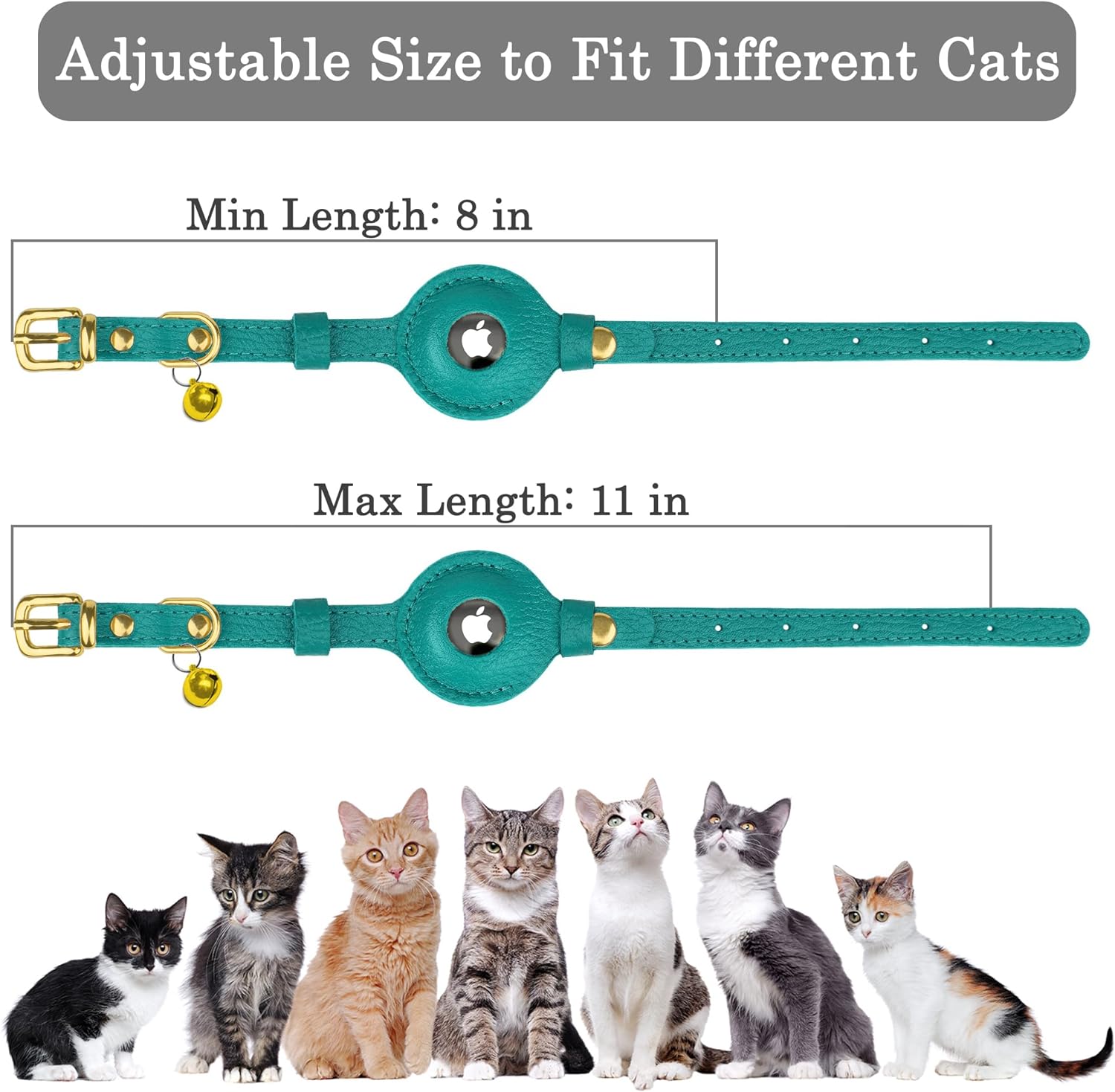 Leather AirTag Cat Collar with Bell - GPS Tracker for Cats & Small Dogs - Abbycart