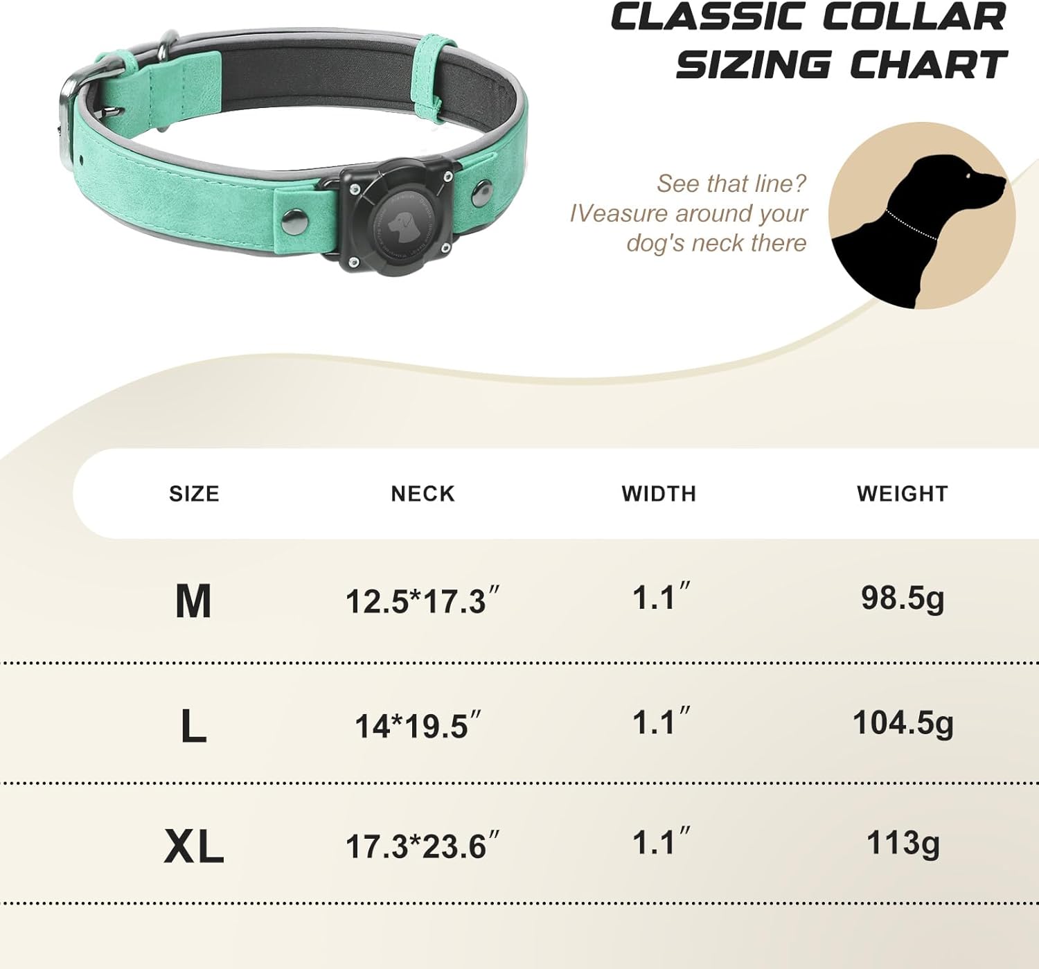 Leather AirTag Dog Collar – Waterproof, Reflective & Adjustable GPS Tracker for Medium and Large Dogs - Abbycart