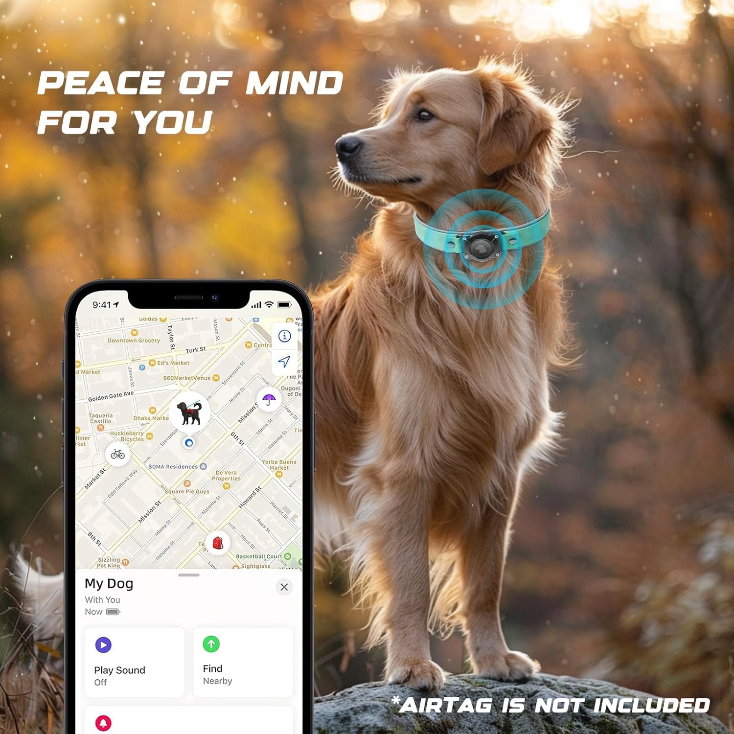 Leather AirTag Dog Collar – Waterproof, Reflective & Adjustable GPS Tracker for Medium and Large Dogs - Abbycart