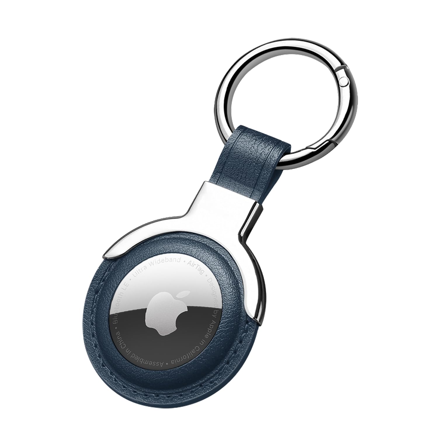 Leather AirTag Keychain Case, Protective Loop Holder with Snap Closure for Keys, Luggage, Pet Collar & Bags