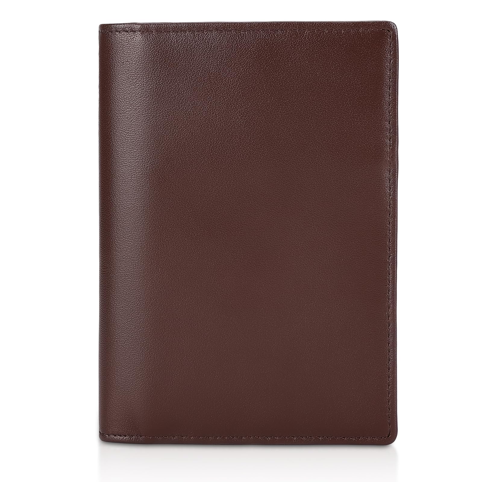 Leather Passport Holder Air Tag Slot RFID Slim Bifold Wallet
