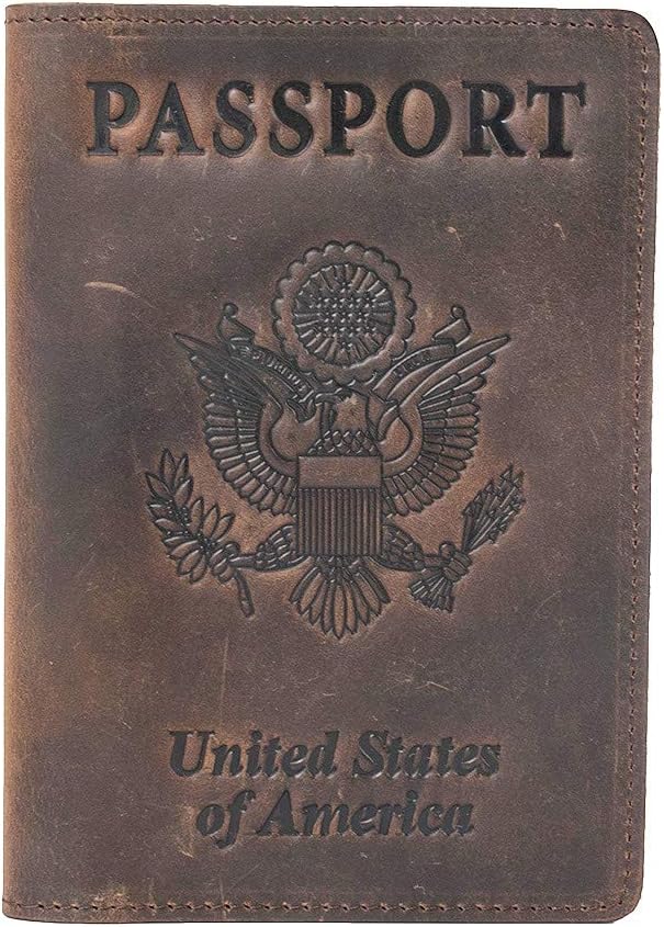 Leather Passport Holder RFID Blocking Slim Travel Wallet Men