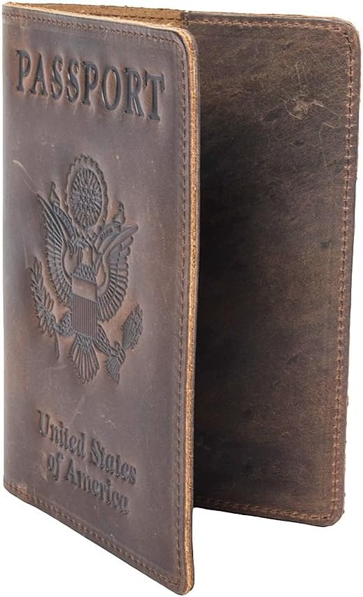 Leather Passport Holder RFID Blocking Slim Travel Wallet Men
