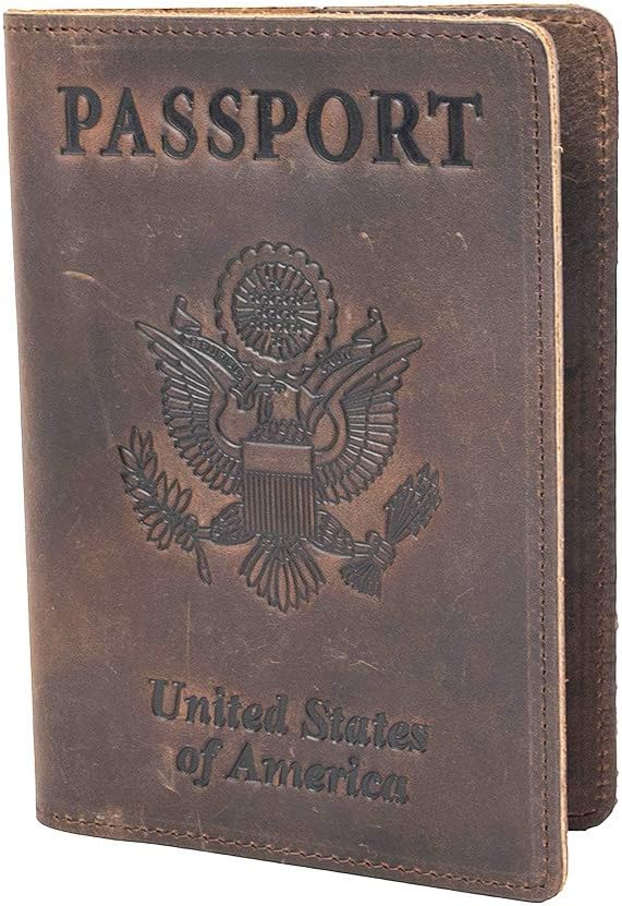 Leather Passport Holder RFID Blocking Slim Travel Wallet Men