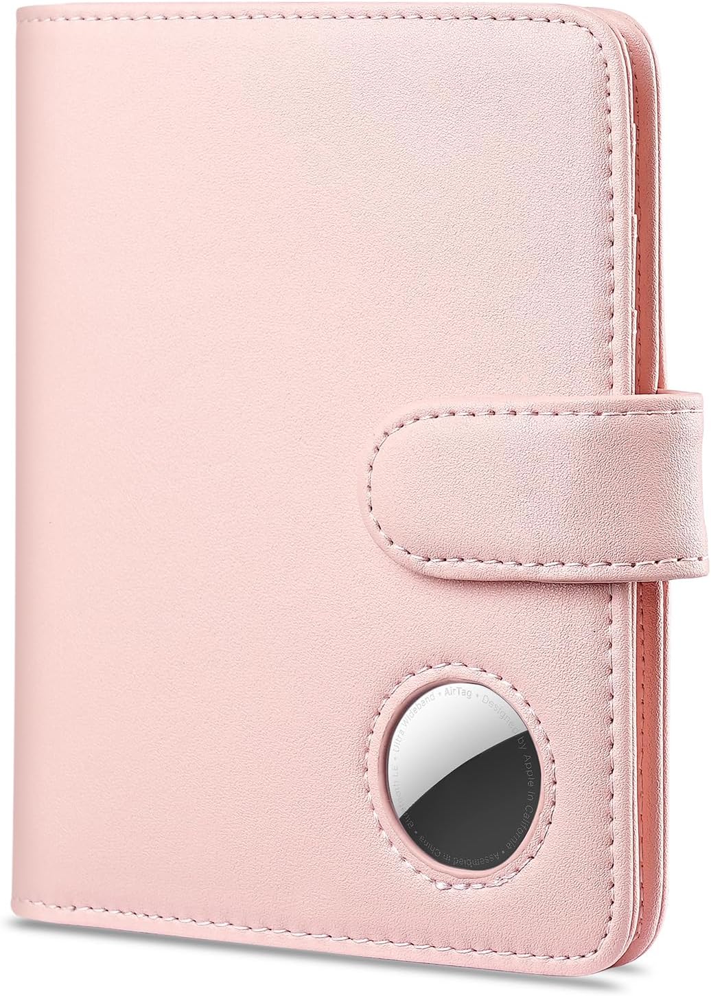 Leather Passport Holder with Air Tag Slot RFID Travel Wallet