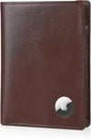 Leather Passport Holder with AirTag Slot RFID Blocking Travel Wallet