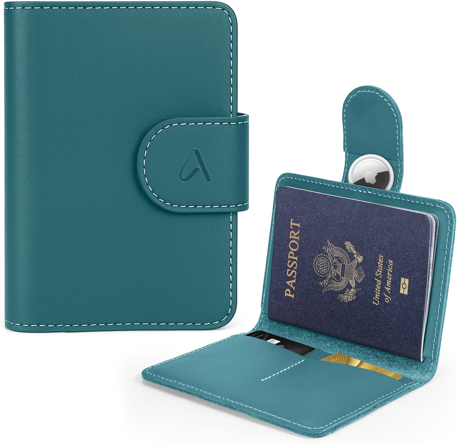 Leather Passport Holder with AirTag Slot | RFID Travel Wallet - Abbycart