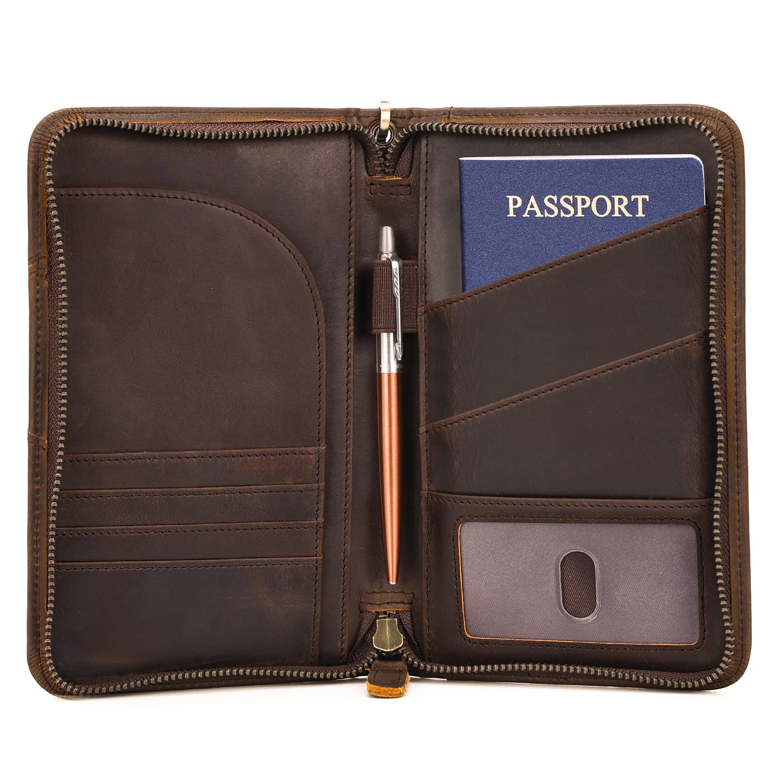 Leather Passport Wallet AirTag - Abbycart