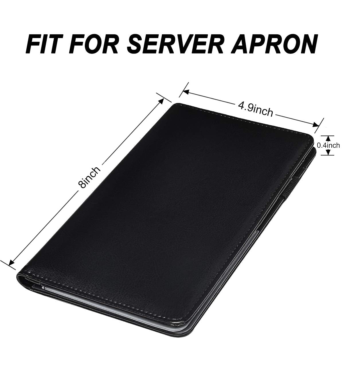 HerriaT Server Books for Waitress - Leather Waiter Book Server Wallet with Zipper Pocket, Cute Waitress Book&Waitstaff Organizer with Money Pocket Fit Server Apron（Classic Black）