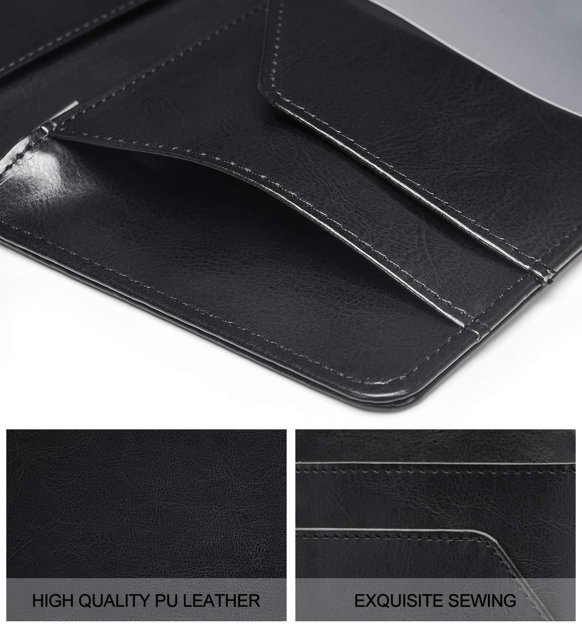 HerriaT Server Books for Waitress - Leather Waiter Book Server Wallet with Zipper Pocket, Cute Waitress Book&Waitstaff Organizer with Money Pocket Fit Server Apron（Classic Black）