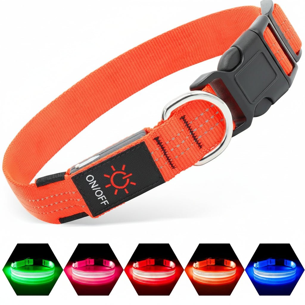 LED AirTag Dog Collar Waterproof Rechargeable Light Up Pet
