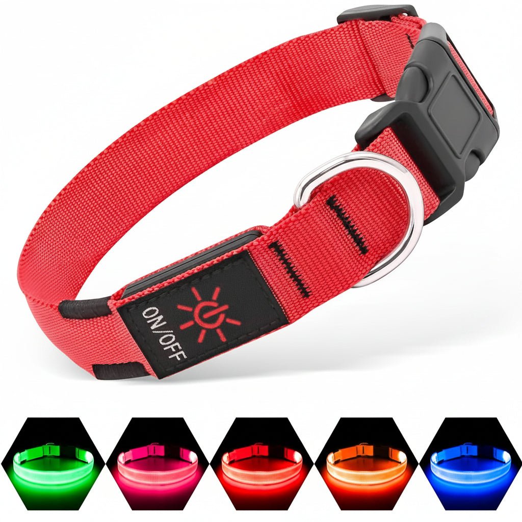 LED AirTag Dog Collar Waterproof Rechargeable Light Up Pet