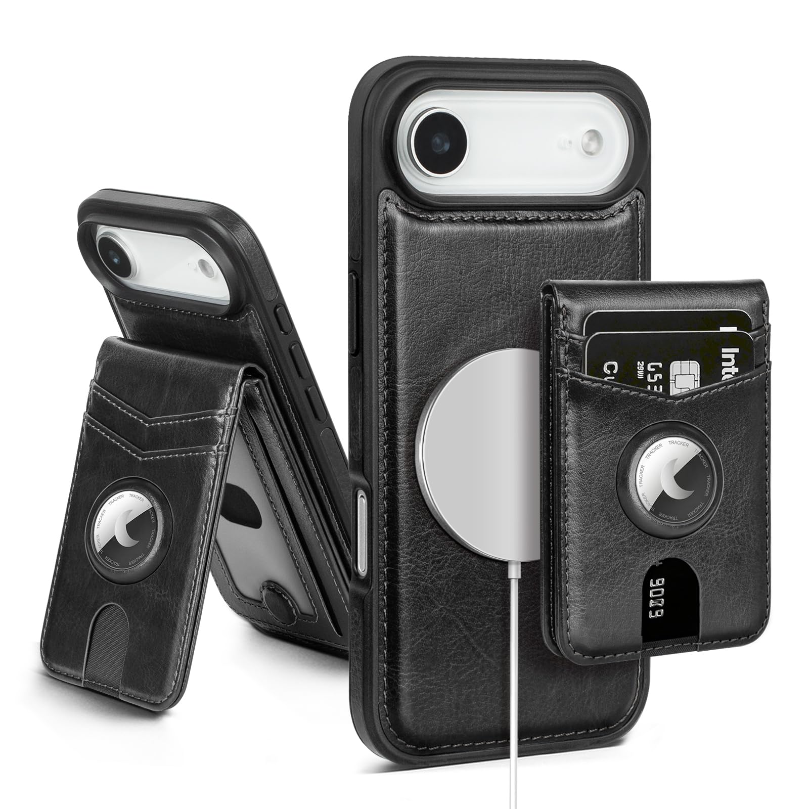 MagSafe Wallet Case for iPhone 17 Pro Max with AirTag Holder, RFID Card Slots & Kickstand - Abbycart