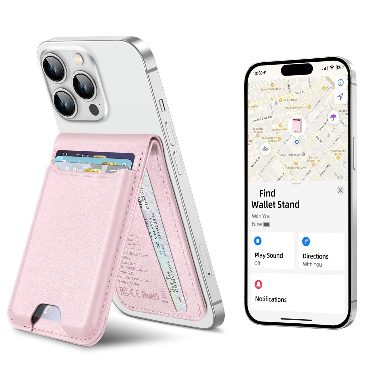 MagSafe Wallet for iPhone with Find My, 6 Card Holder & Stand