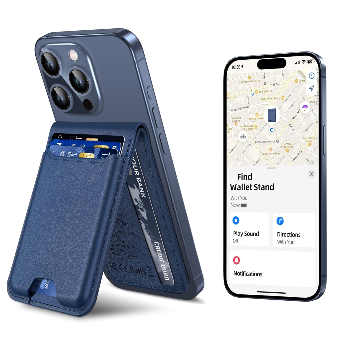 MagSafe Wallet for iPhone with Find My, 6 Card Holder & Stand