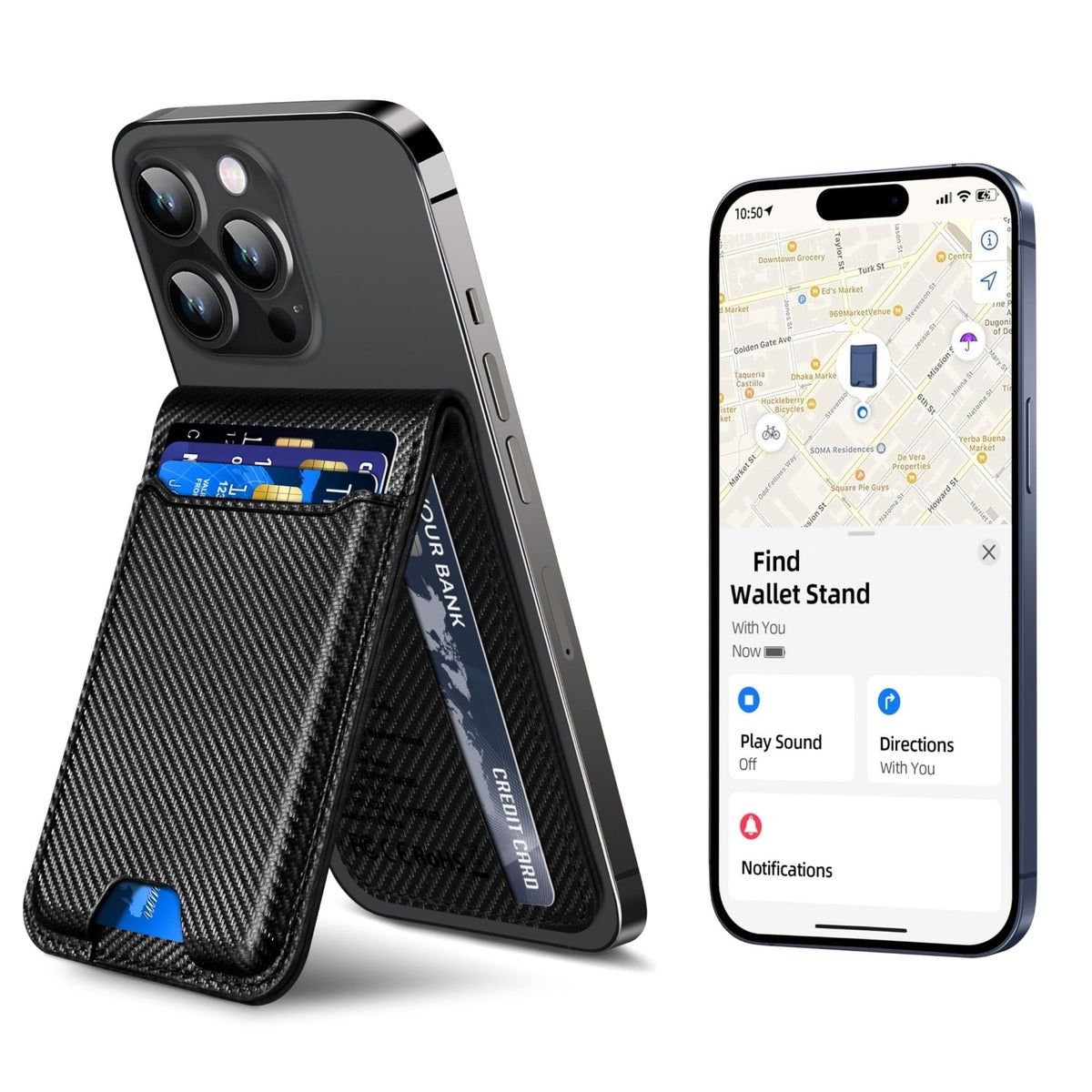 MagSafe Wallet for iPhone with Find My, 6 Card Holder & Stand