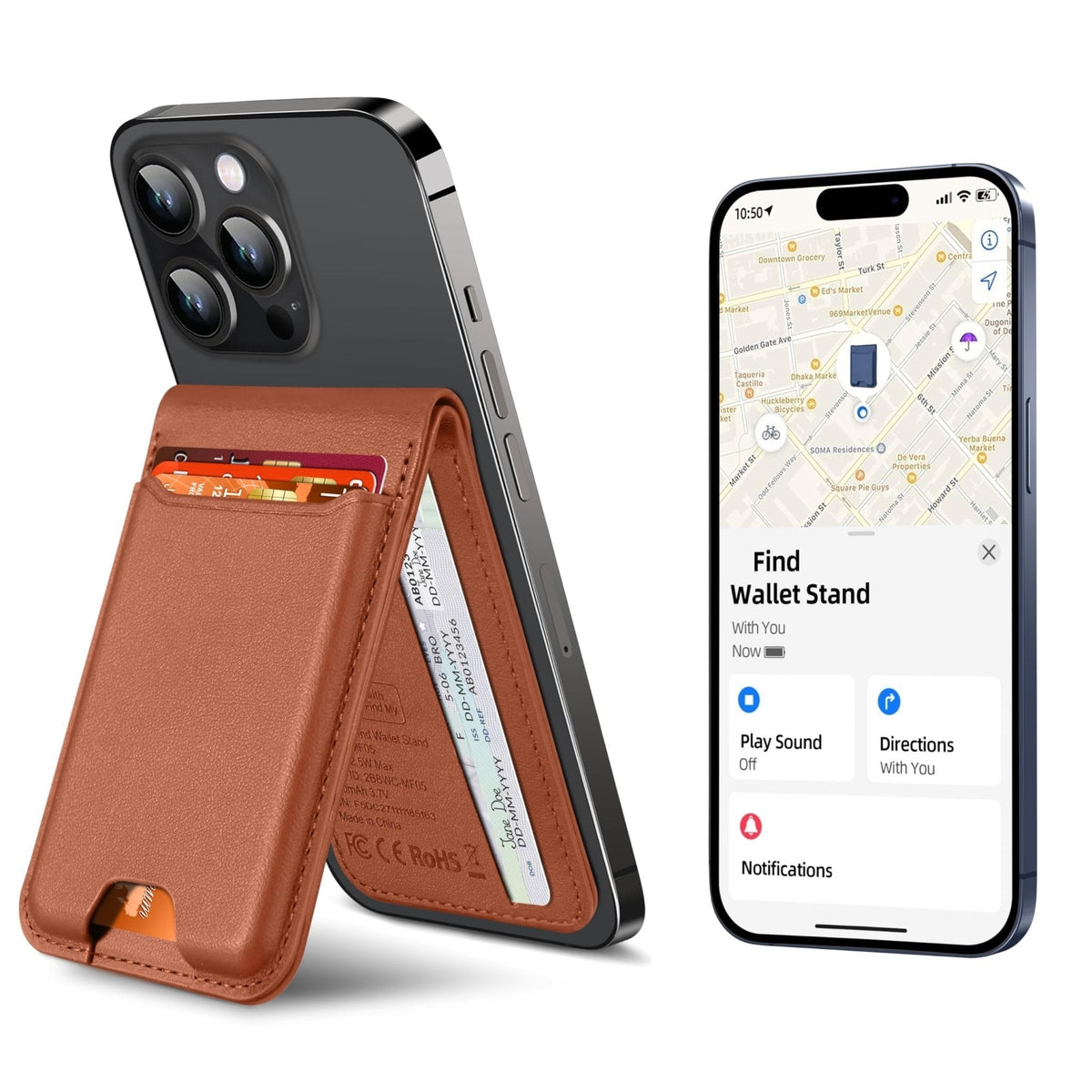 MagSafe Wallet for iPhone with Find My, 6 Card Holder & Stand