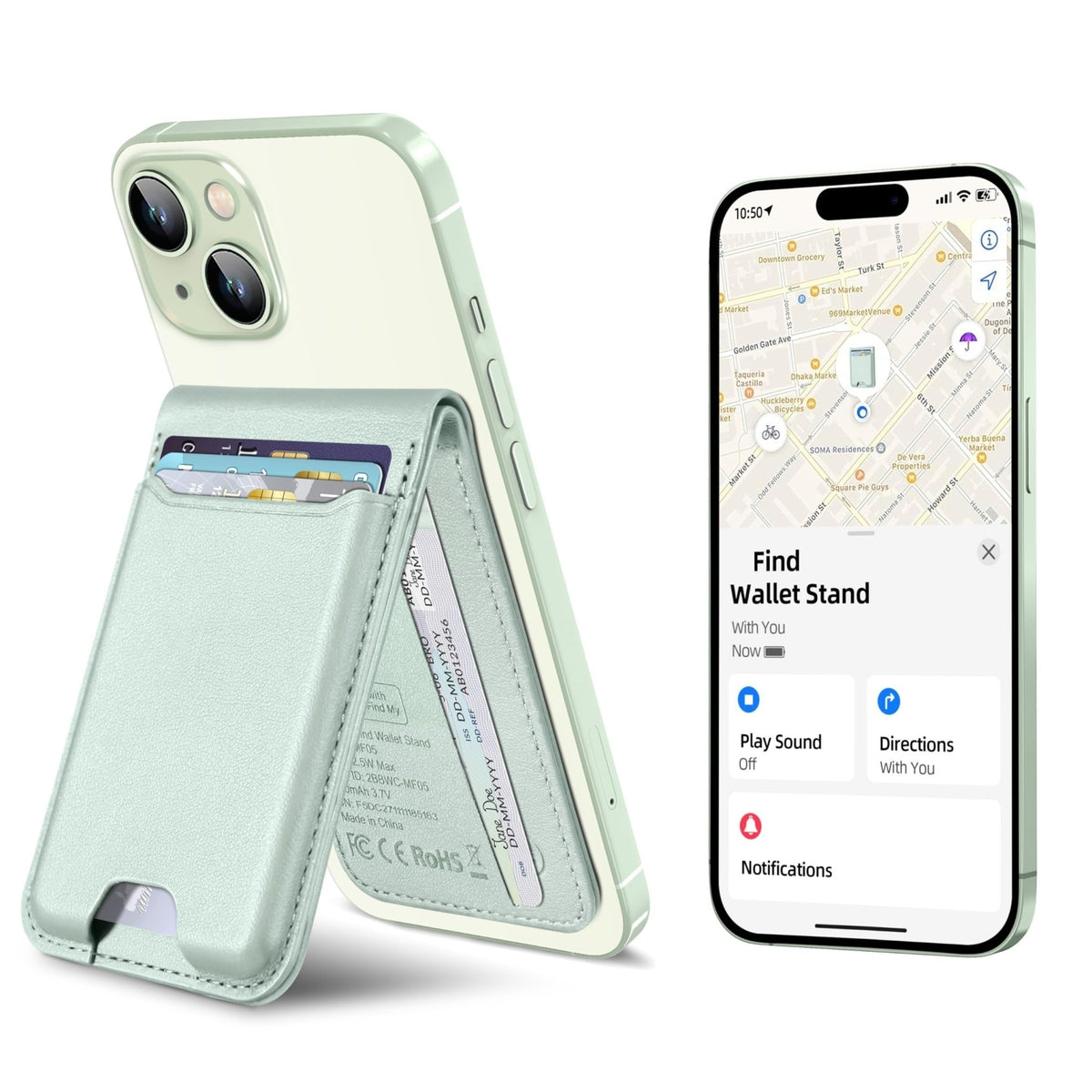 MagSafe Wallet for iPhone with Find My, 6 Card Holder & Stand