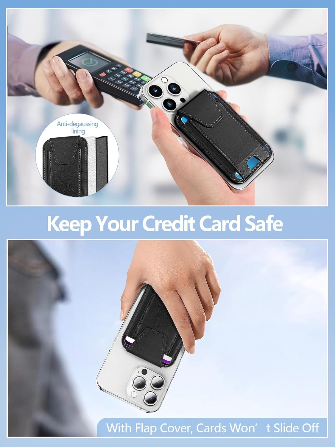 MagSafe Wallet for iPhone with Privacy Flap | RFID Blocking - Abbycart